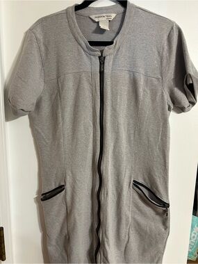 Freedom Trail Women's Lightweight Gray Zip-Front Shirt Jacket Dress